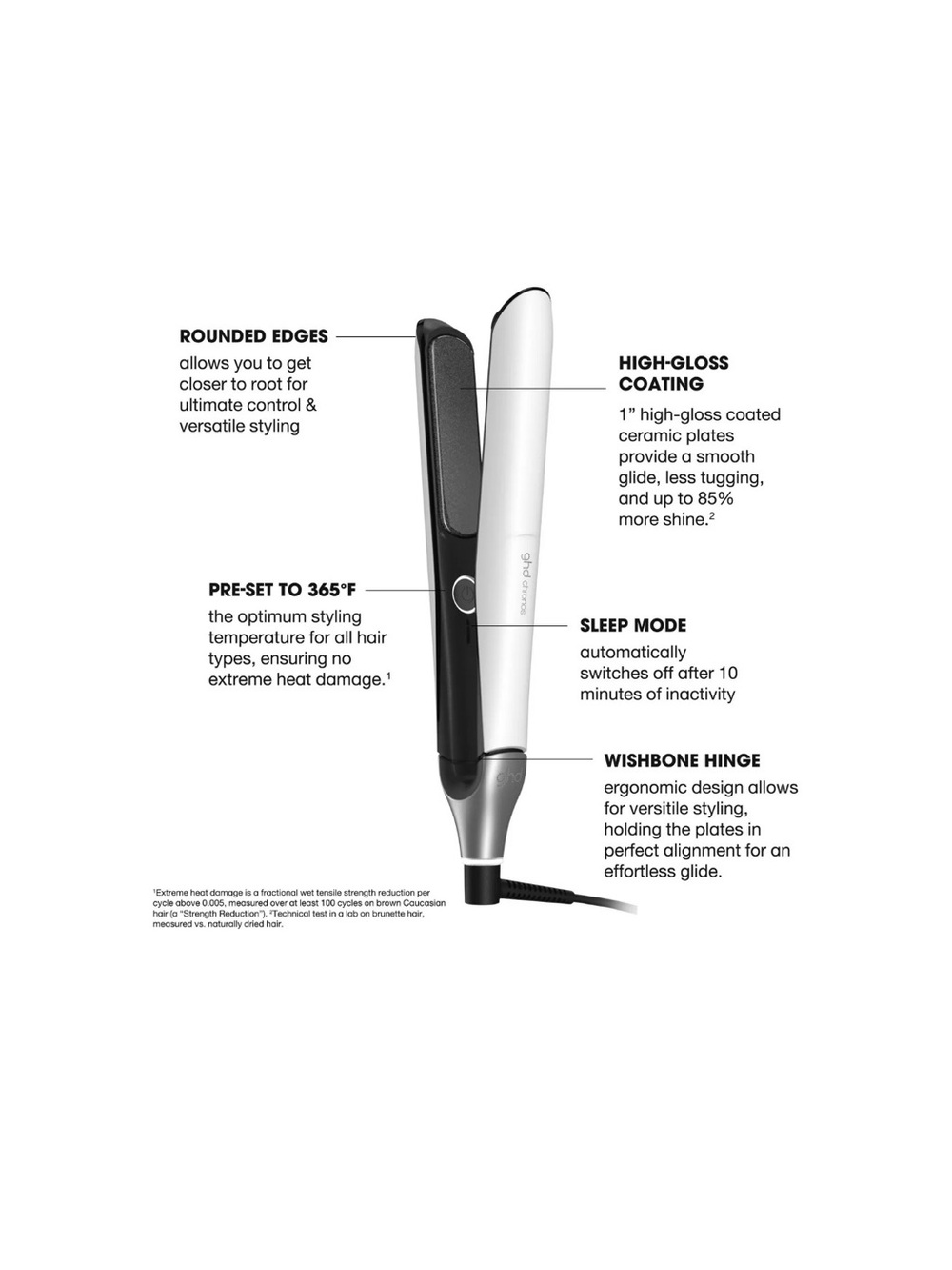 ghd White & Black Ceramic Flat Iron Hair Straightener